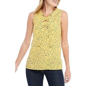 Michael Kors Mini Floral Lace Up Sleeveless Blouse Size Medium
